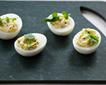 Roquefort Deviled Eggs with Watercress