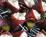 Salami and Cream Cheese Cones