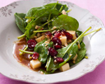 Spinach Salad with Gruyere, Dried Cranberries and Walnuts