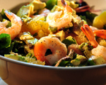 Watercress, Corn and Tomato Salad with Grilled Shrimp