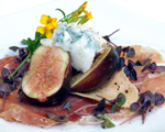 Prosciutto and Gorgonzola Cheese Served with Figs Marinated in Port