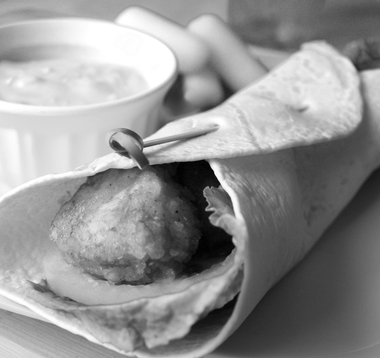 Buffalo chicken wraps with homemade blue cheese dressing