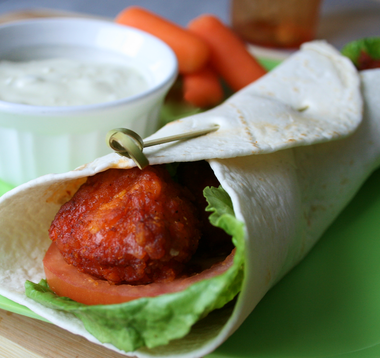 Buffalo chicken wraps with homemade blue cheese dressing