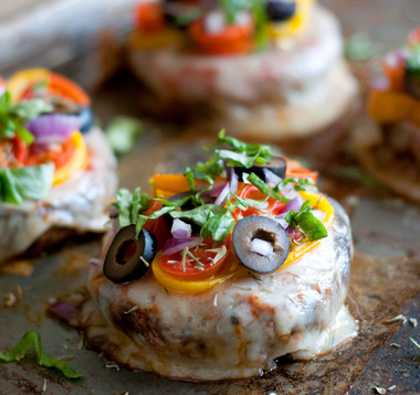 Stuffed Portobello mushroom pizzas
