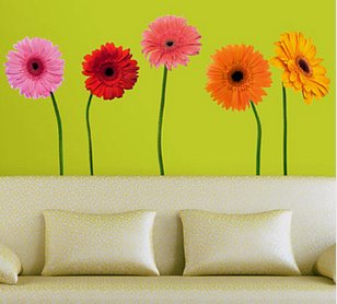 Brightly-colored daisies