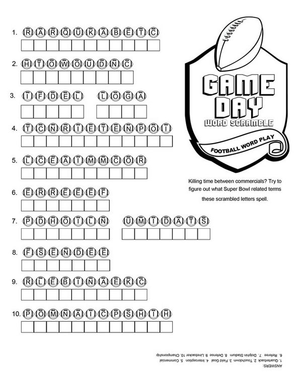 Free Printable Super Bowl Party Games