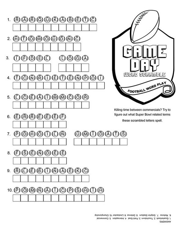 Super Bowl party game: Super Bowl word scramble