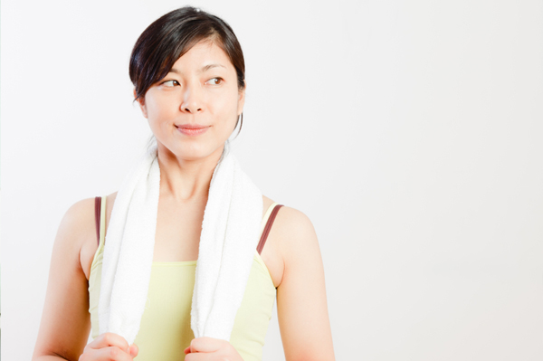 Woman beginning fitness routine
