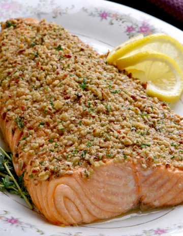 Walnut crusted salmon recipe