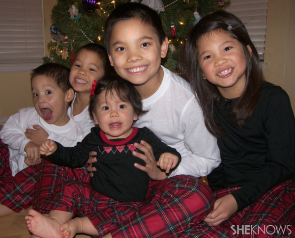 Rebecca's matching Christmas jammies picture