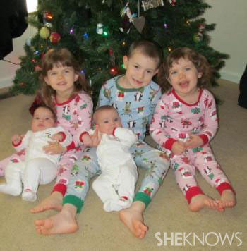 Traci's matching Christmas pajamas picture