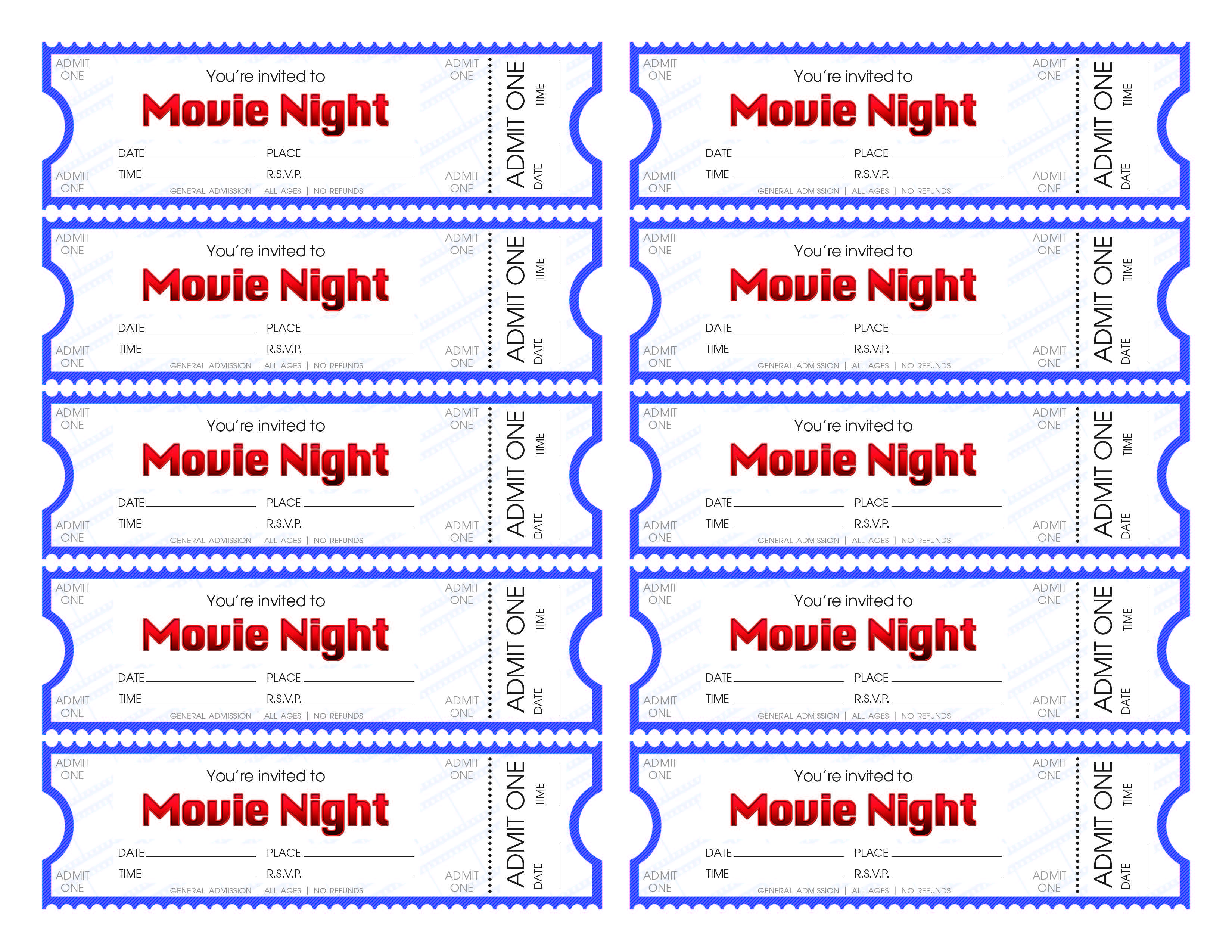 Movie Ticket Printables - Printable World Holiday