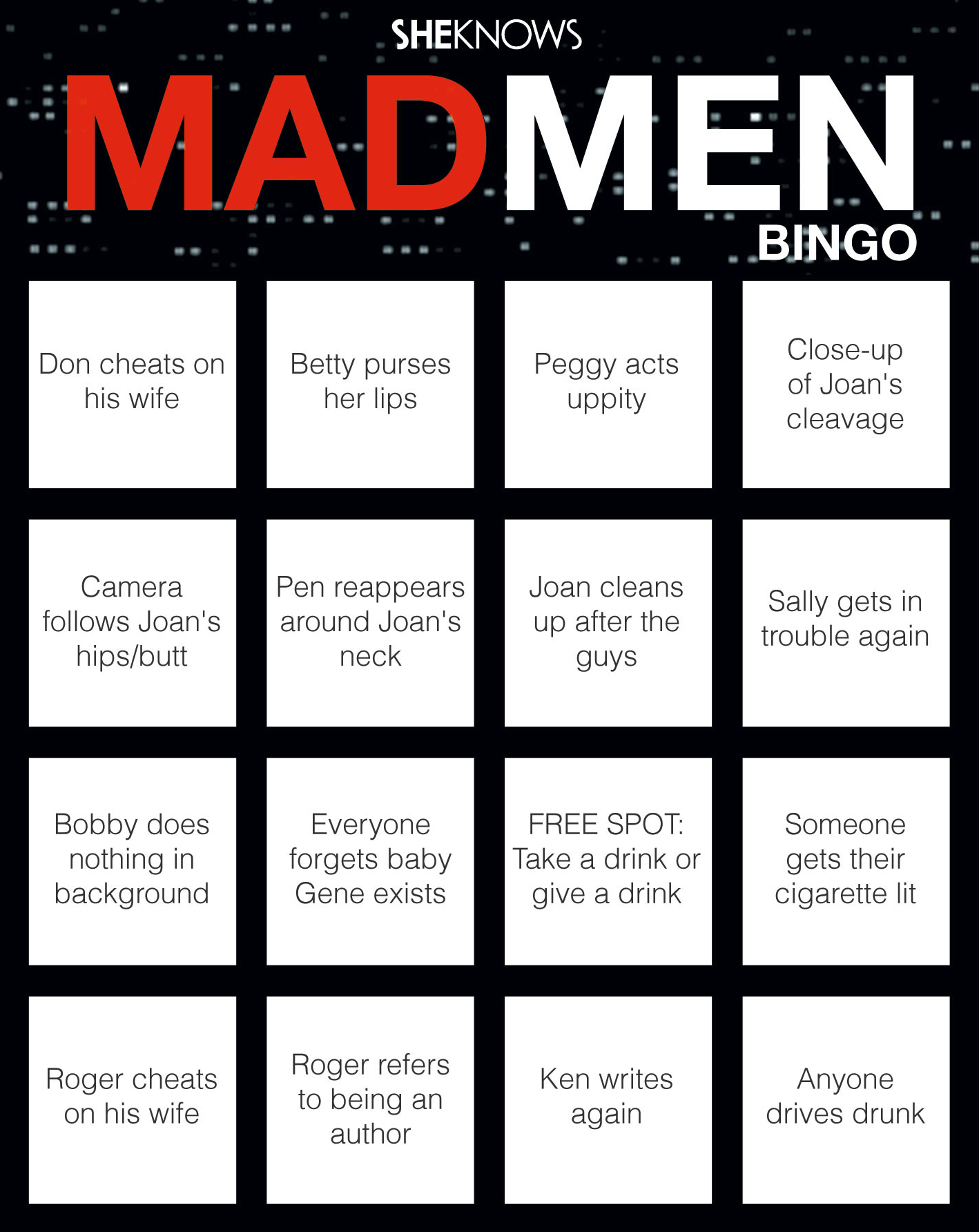 Play Mad Men Bingo with us!