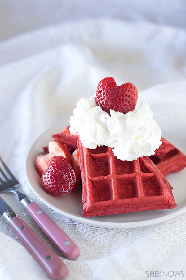 Pretty in pink strawberry waffles