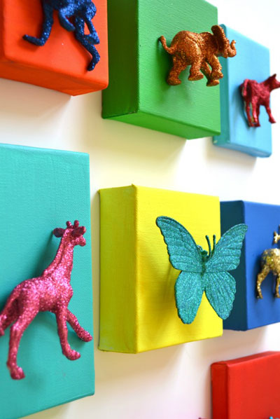 Glitter animal canvases