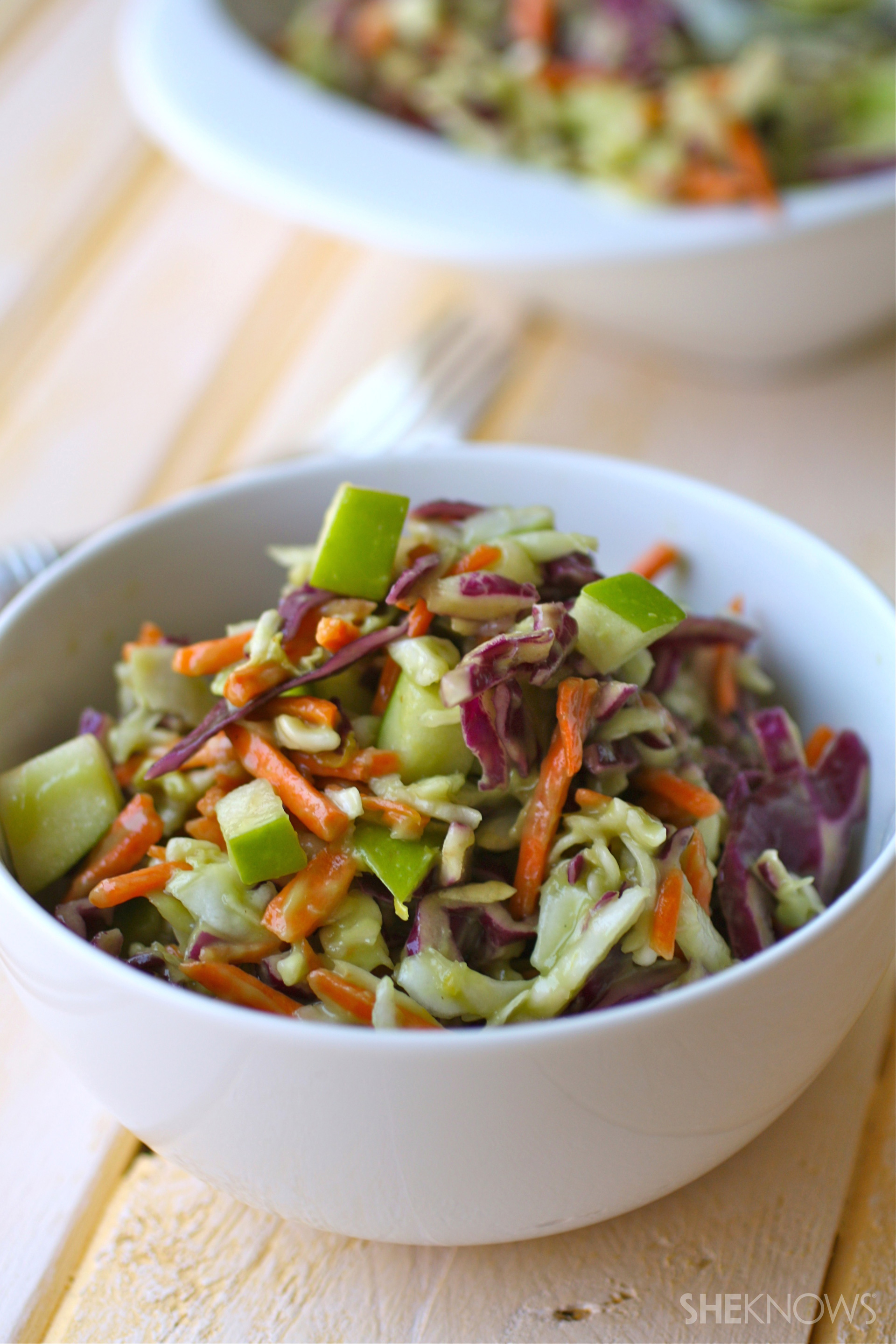 Vegan coleslaw with creamy avocado dressing