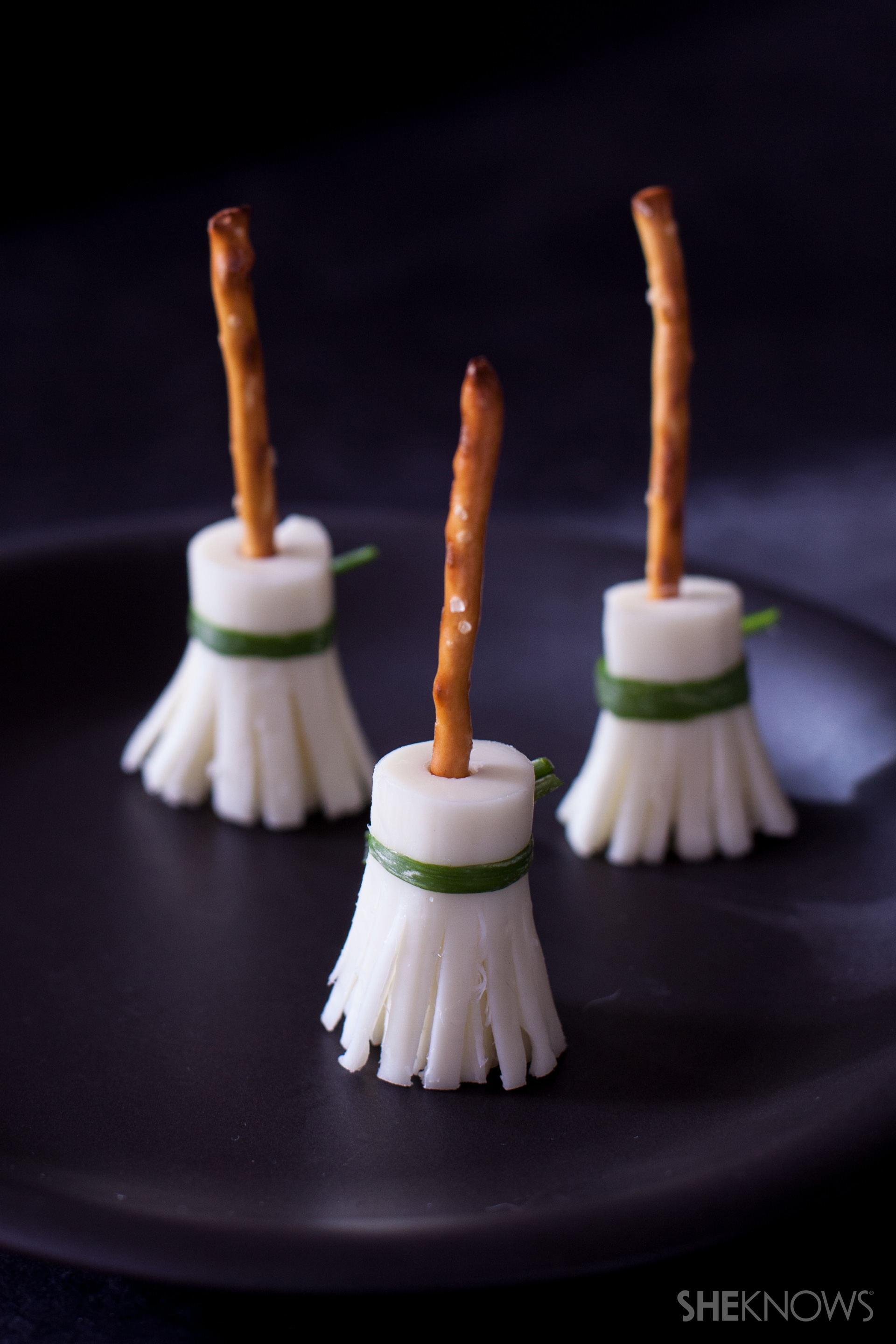 Sweet and savory witches' brooms are easy Halloween snacks