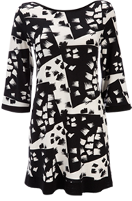 Black and Ivory Square Neck Tunic