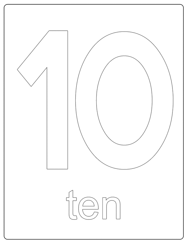 number 10 free printable coloring pages