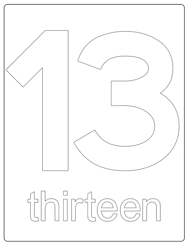 Number 13 Free Printable Coloring Pages
