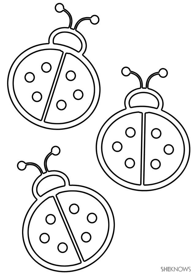3 ladybugs Free Printable Coloring Pages