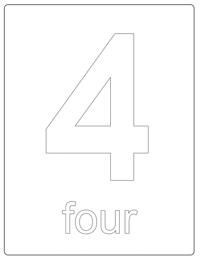 Number 4 Free Printable Coloring Pages