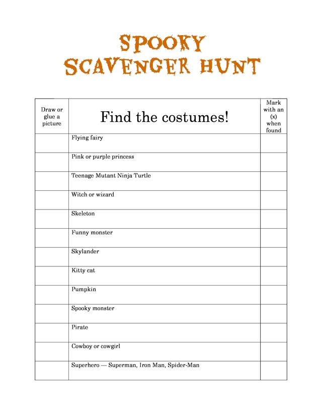 Best printable scavenger hunt template Tara Blog