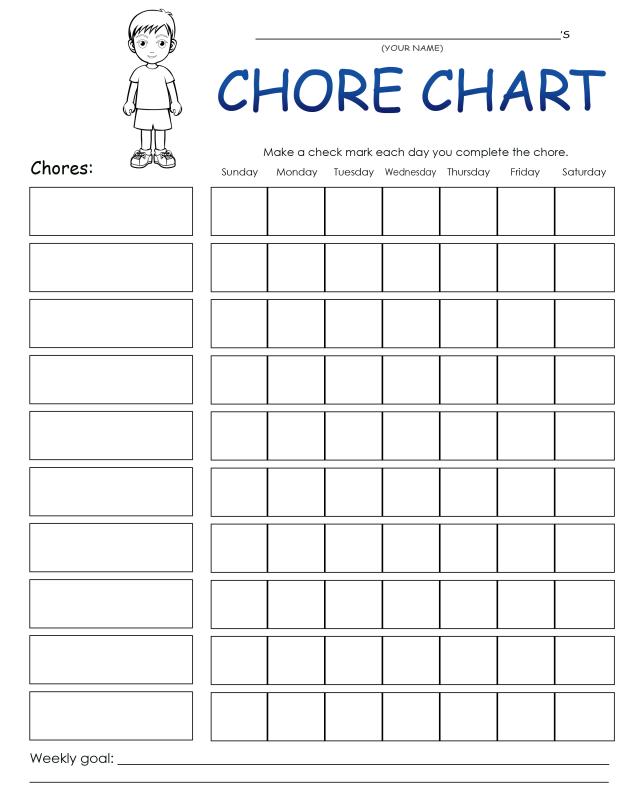 Chore chart (boy) - Free Printable Coloring Pages