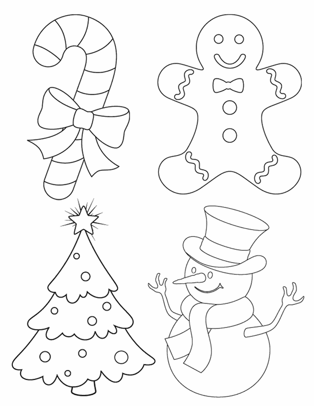 4 Christmas pictures  Free Printable Coloring Pages