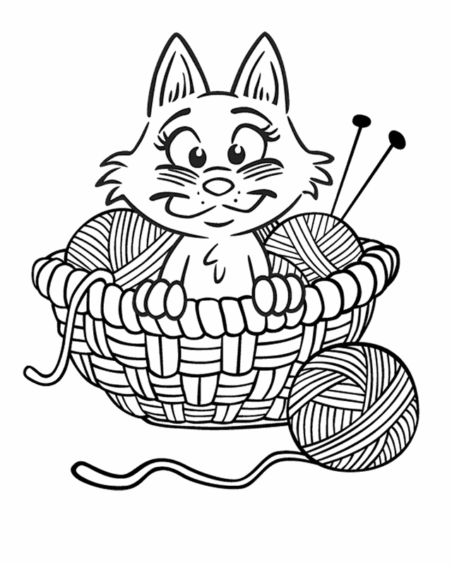 Download Kitten in yarn - Free Printable Coloring Pages