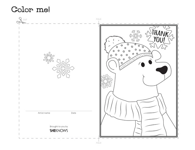 polar bear holiday thank you card free printable