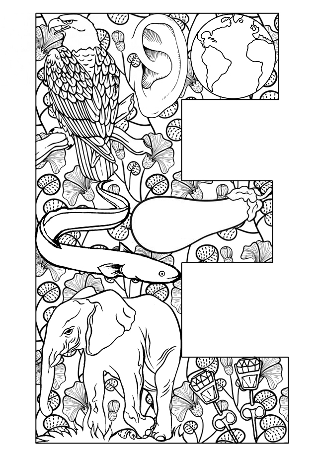 Slashcasual: Letter E Coloring Pages