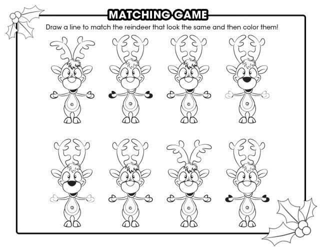 Reindeer matching game - Free Printable Coloring Pages