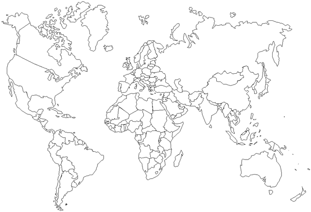 Map of the world coloring page - Free Printable Coloring Pages