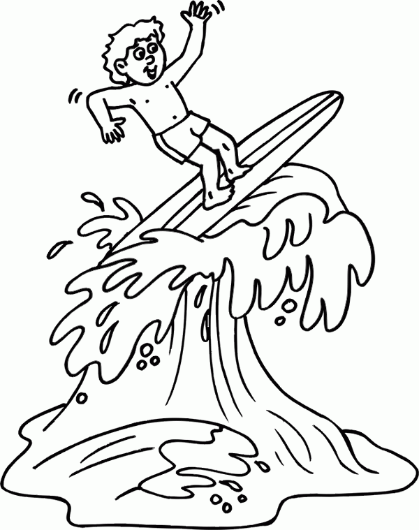 Download Kid surfing - Free Printable Coloring Pages