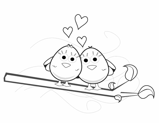 Download Valentine's Love Birds - Free Printable Coloring Pages