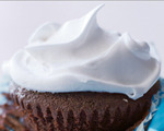 Healthy chocolate cupcakes with marshmallow frosting