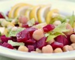 Fresh chick pea and beet summer salad