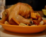 Glazed Roasted Chicken with Sweet Potatoes