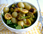 Roasted grape, broccoli and sweet onion salad